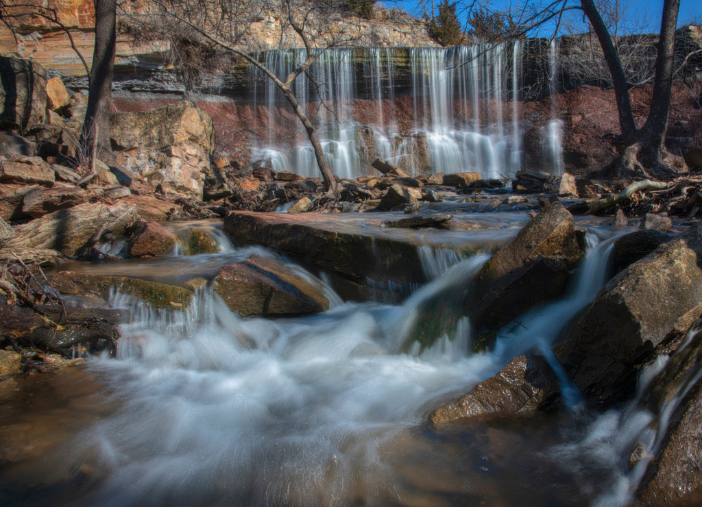 USA, Kansas. Waterfall