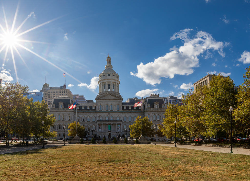 War Memorial Plaza in Baltimore, Maryland. USA