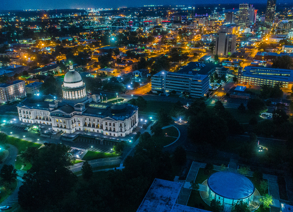 Arkansas State Capitol Building Night City Lights