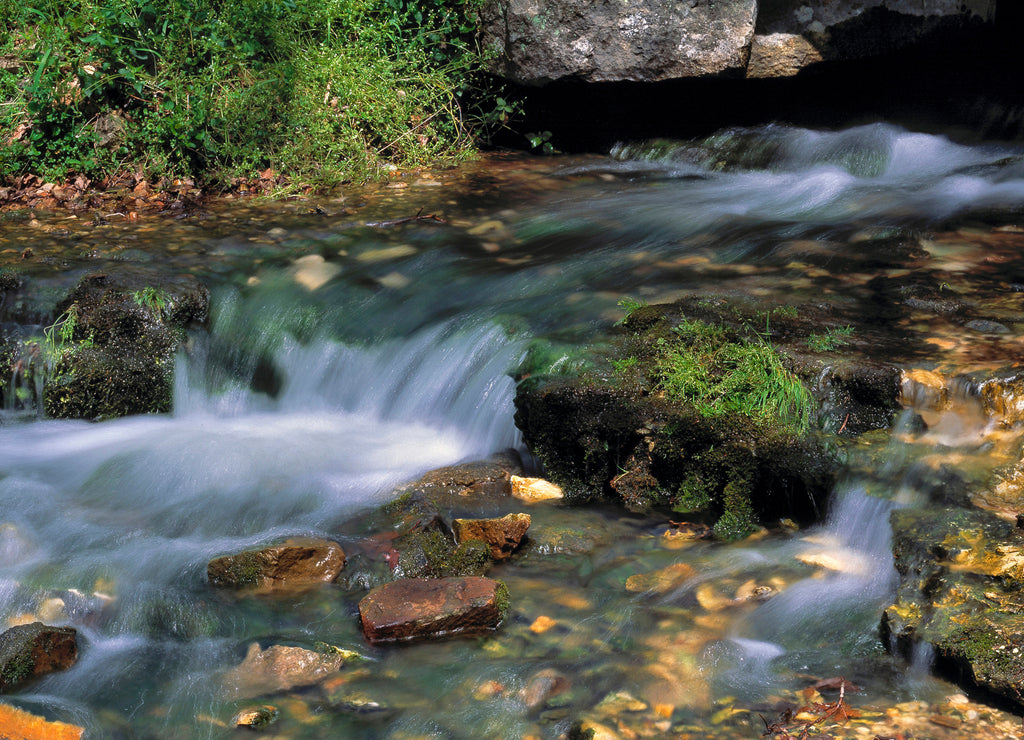 USA, Arkansas, Winton Springs. Winton Springs cascades gently through the countryside in Washington Co., Arkansas