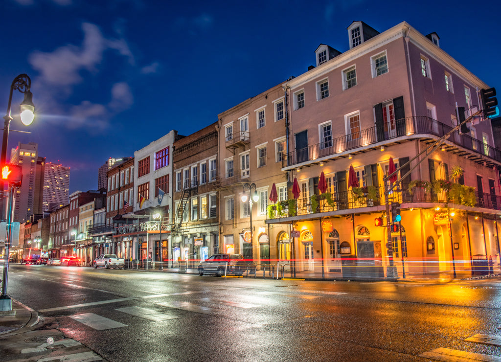 Decatur Street in Downtown New Orleans, Louisiana, USA