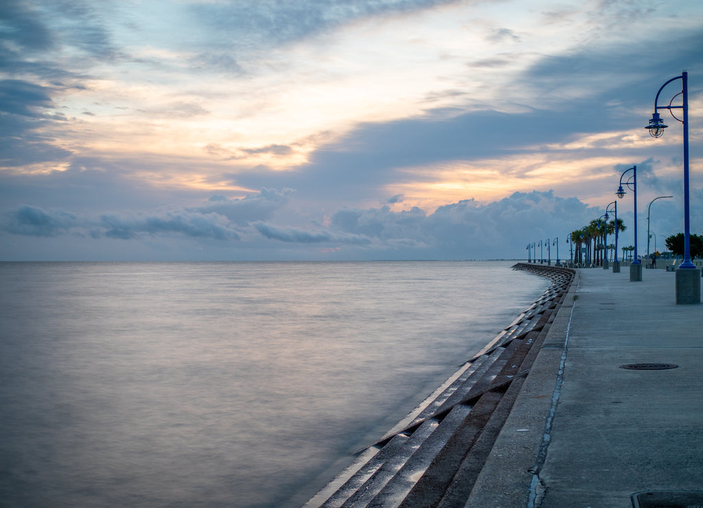 Lakefront Pier at Lake Pontchartrain in New Orleans, Louisiana at Sunrise
