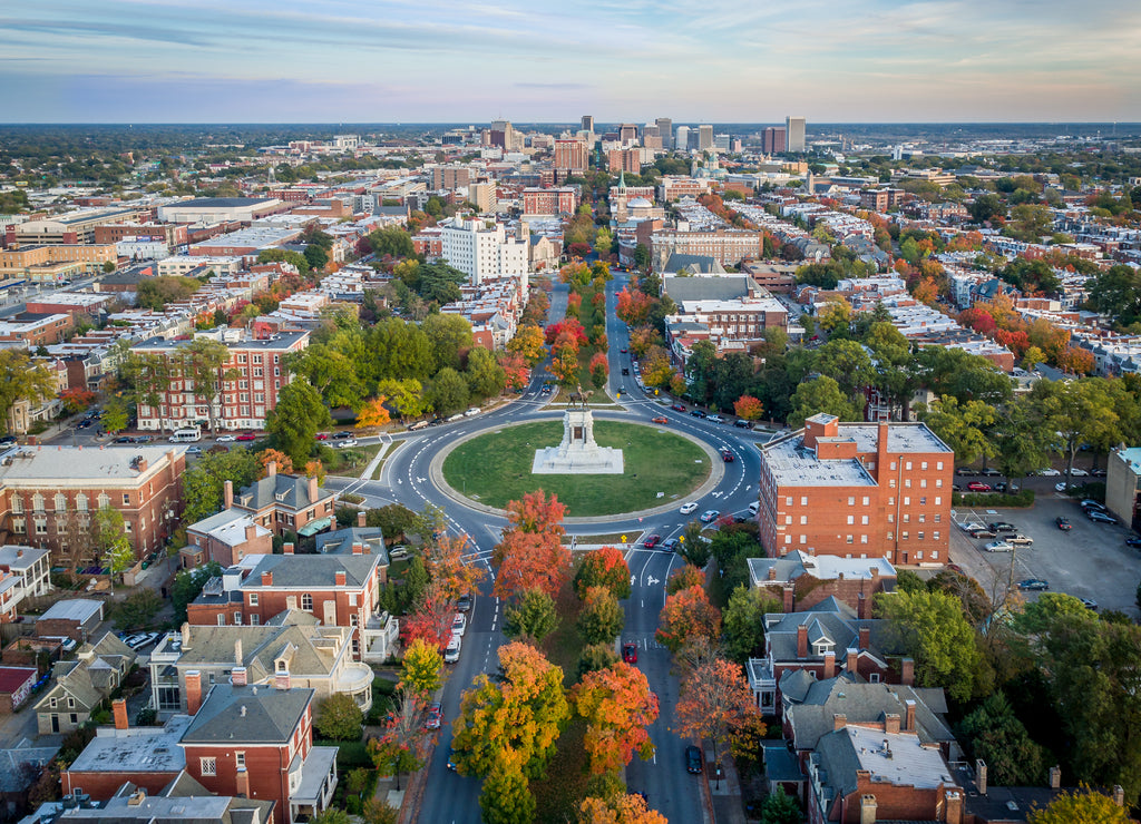 Fall over Monument Avenue in Richmond, Virginia