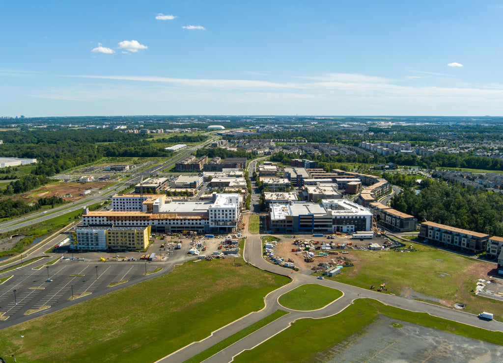aerial view of the One Loudoun neighborhood and mixed-use development in Ashburn,Loudoun County, Virginia