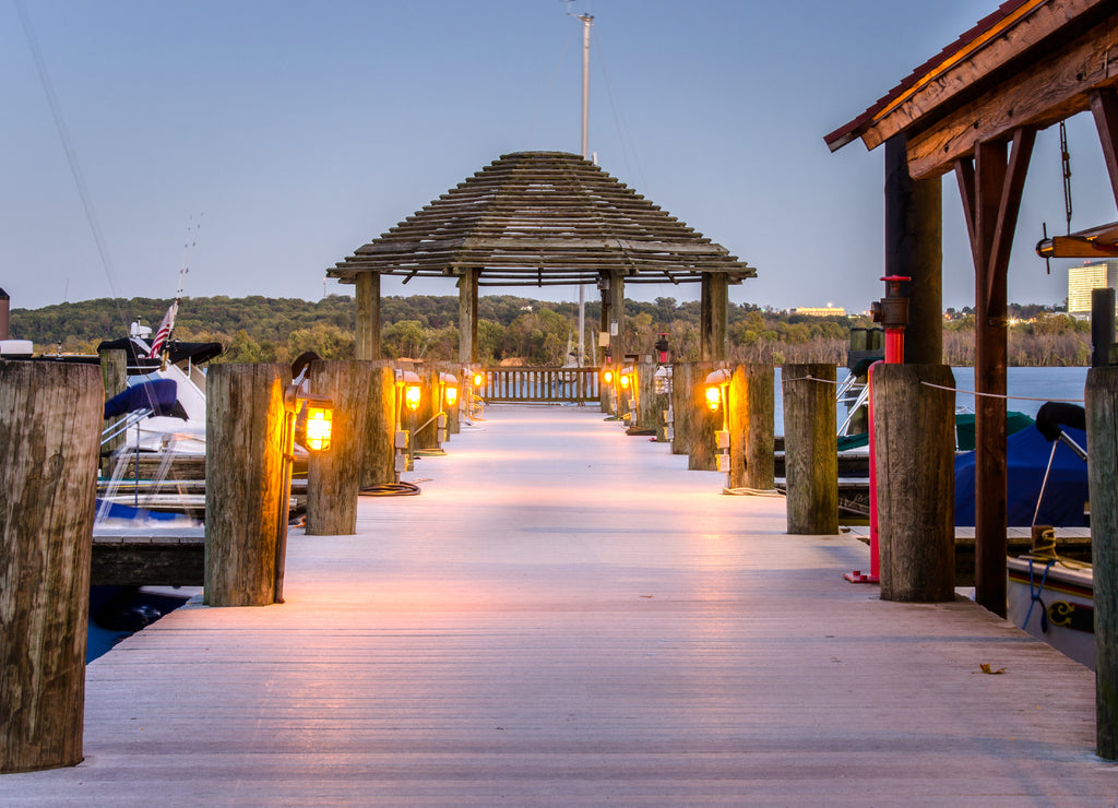 Deserted Pier on the Potomac River at Dusk. Alexandria, Virginia