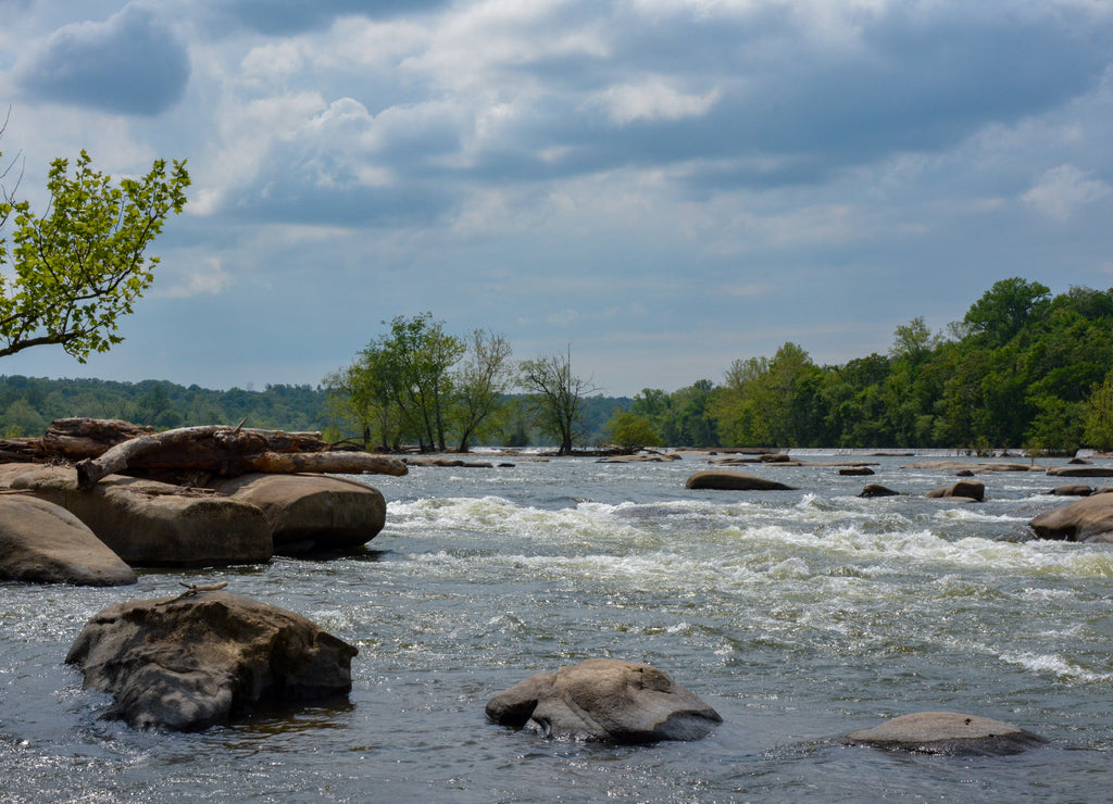 The James River in Richmond Virginia, as seen from Belle Isle park