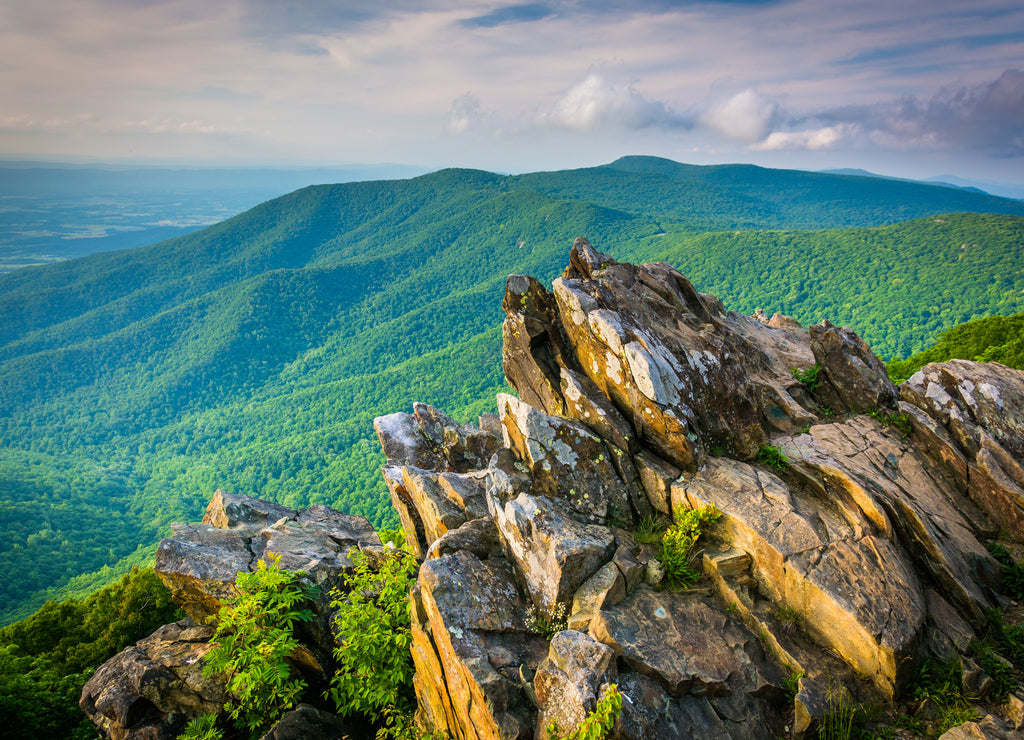 View of the Blue Ridge Mountains from Hawksbill Summit, in Shenandoah Valley, Virginia