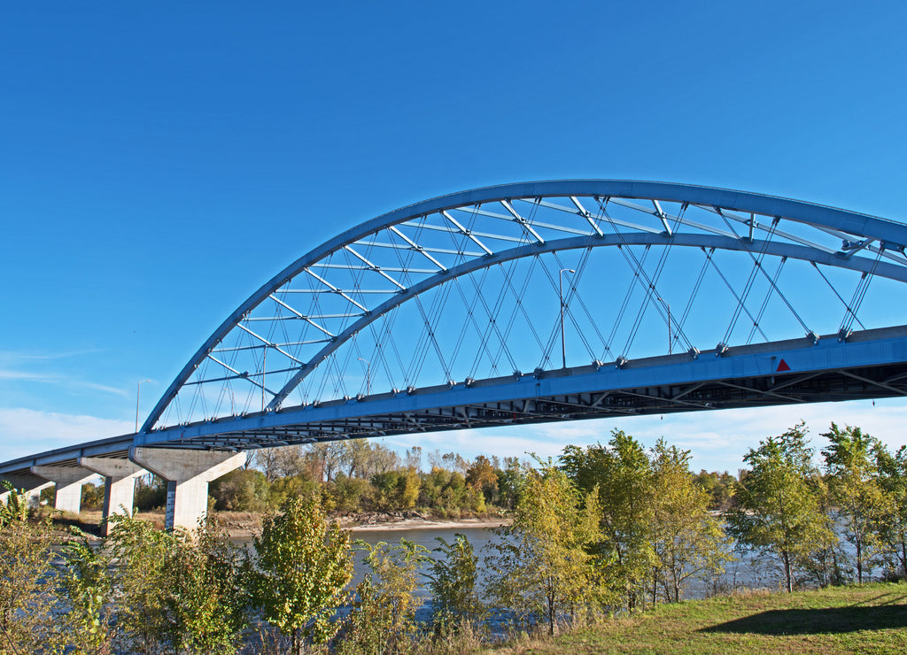The Amelia Earhart Memorial Bridge is a network tied arch bridge over the Missouri River on U.S. Route 59 between Atchison, Kansas and Buchanan County, Missouri