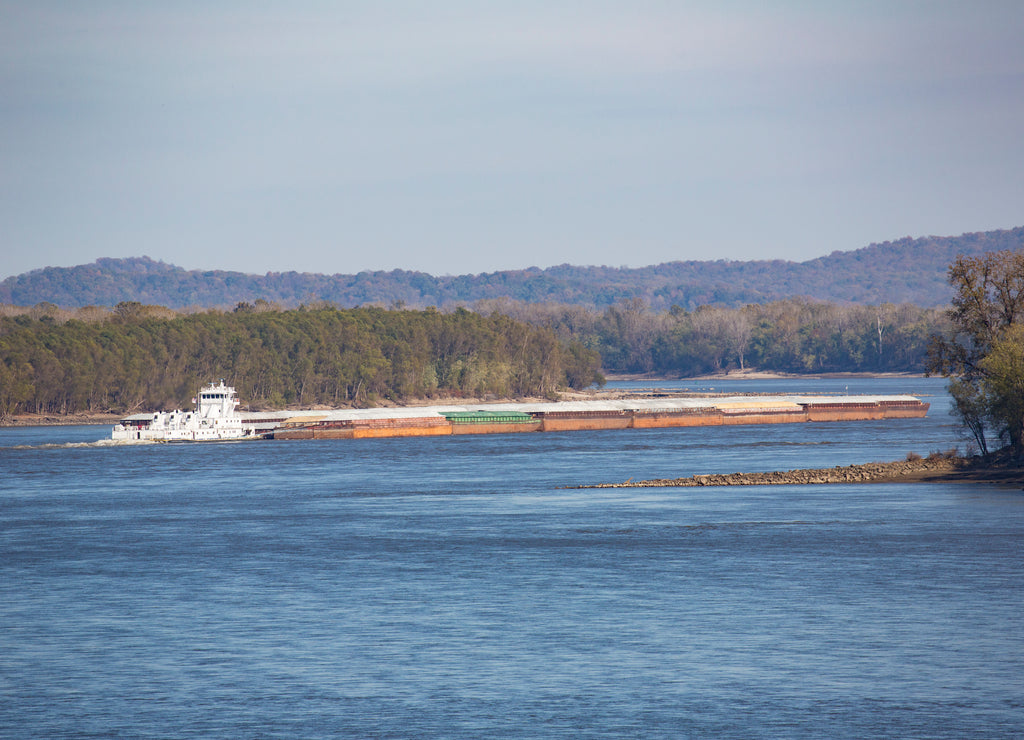 Barge (Dan Macmillan) on Mississippi River at Cape Girardeau, Missouri