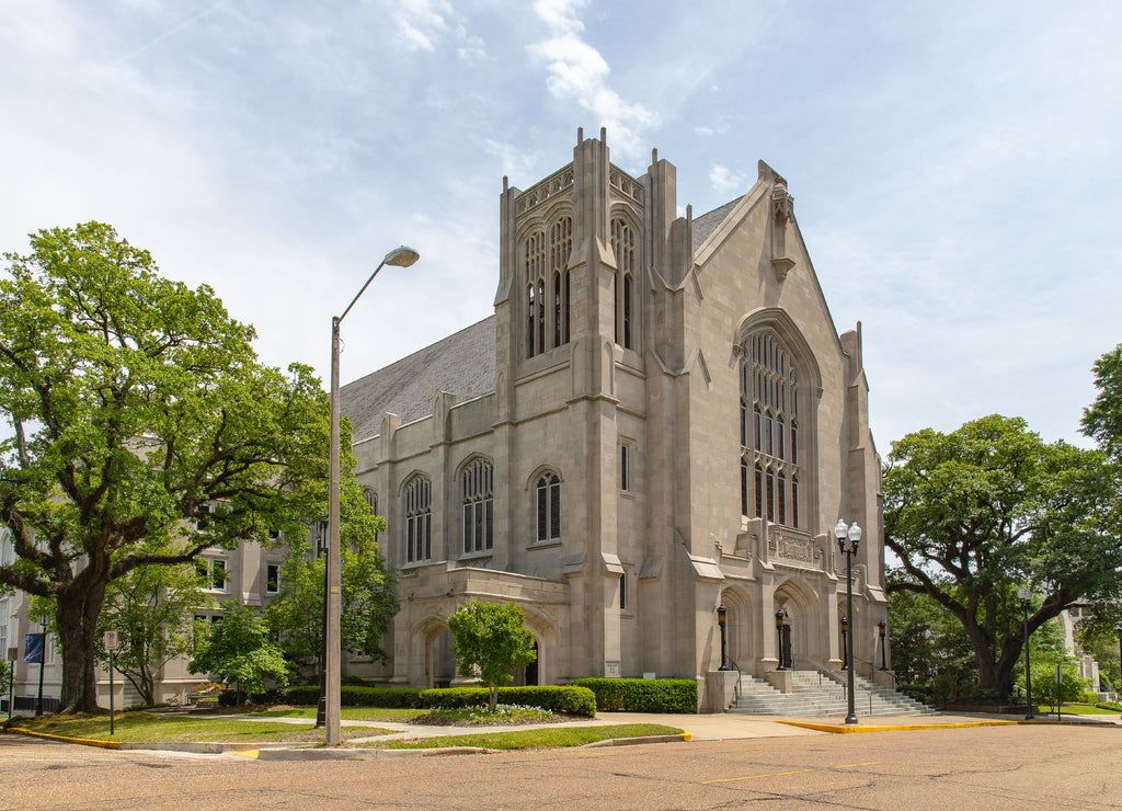 Jackson, Mississippi / USA - April 23, 2019: First Baptist Church of Jackson, Mississippi original chapel