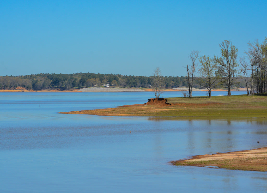 Beautiful park view of Enid Lake in George Payne Cossar State Park at Oakland, Yalobusha County, Mississippi