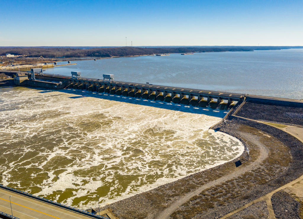 Aerial photo Kentucky hydroelectric Dam over Tennessee River USA