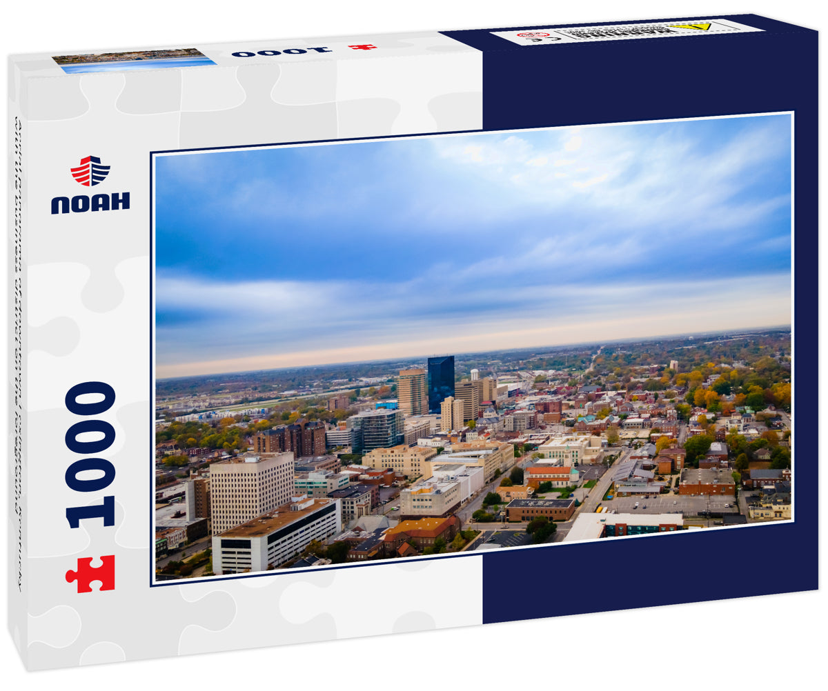 Aerial panorama of downtown Lexington, Kentucky with the business district on the foreground