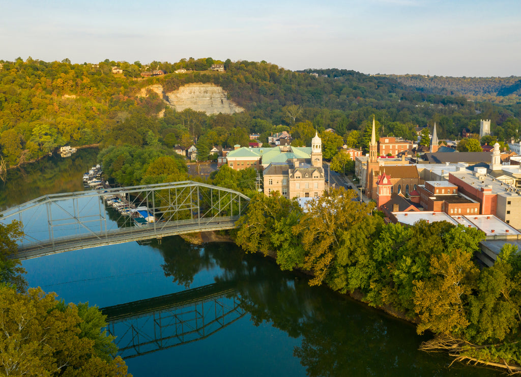 Aerial View Isolated on the State Capital City Downtown Frankfort Kentucky