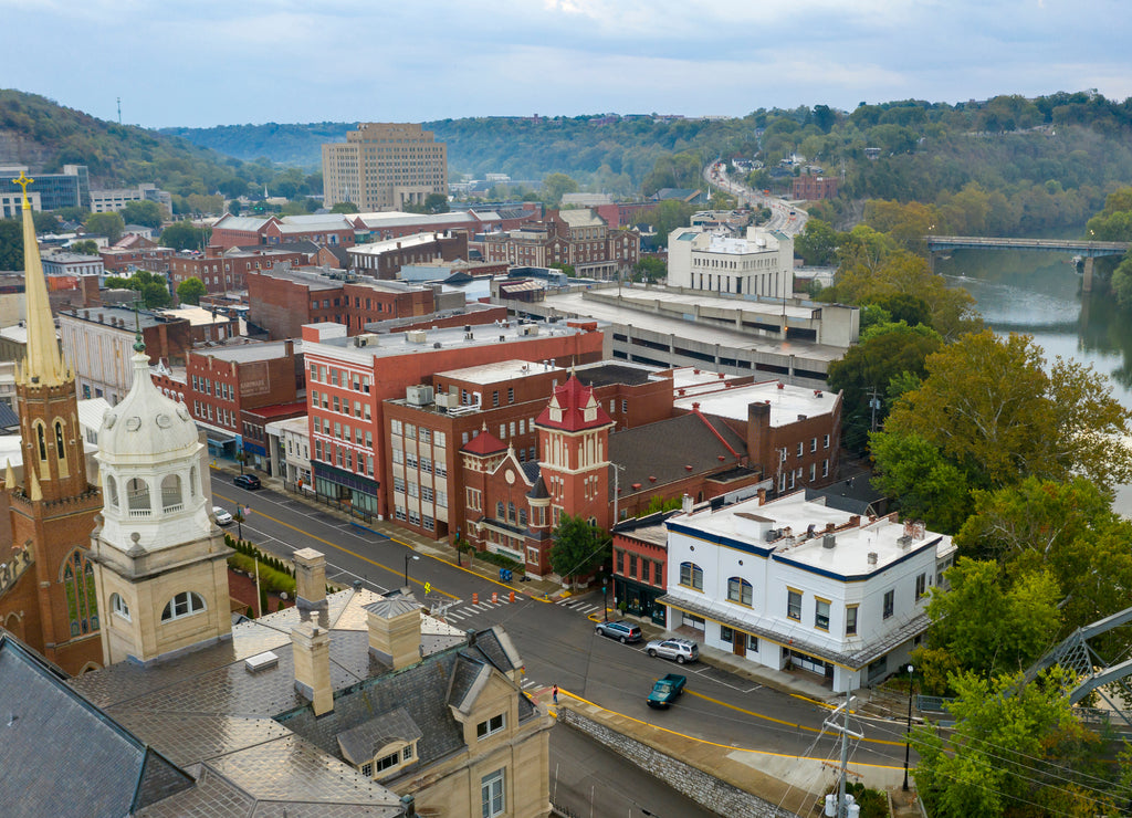 Aerial View Isolated on the State Capital City Downtown Frankfort Kentucky