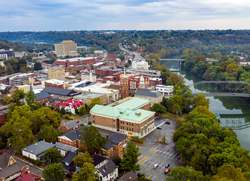 Aerial View Isolated on the State Capital City Downtown Frankfort Kentucky