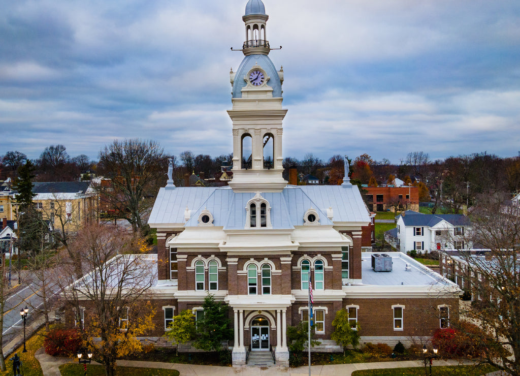 Aerial view of Jessamine County Courthouse in Downtown Nicholasville, Kentucky