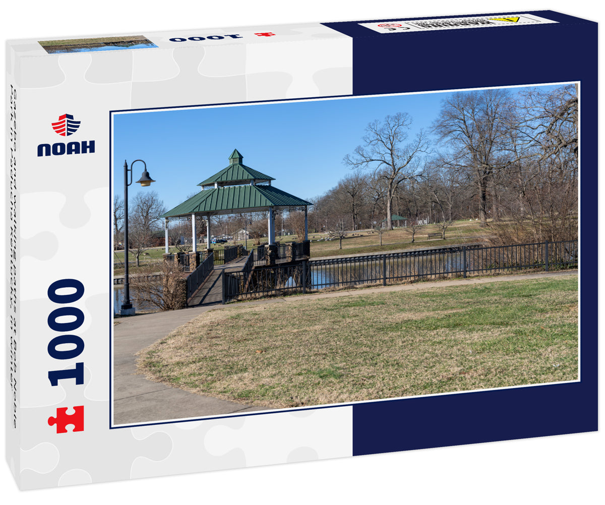 Gazebo and walking paths at Bob Noble Park in Paducha Kentucky, in winter