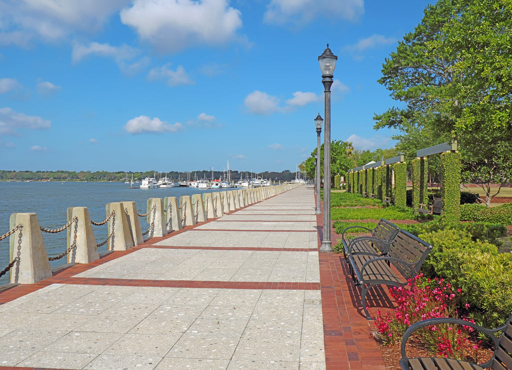 Promenade on the waterfront of Beaufort, South Carolina