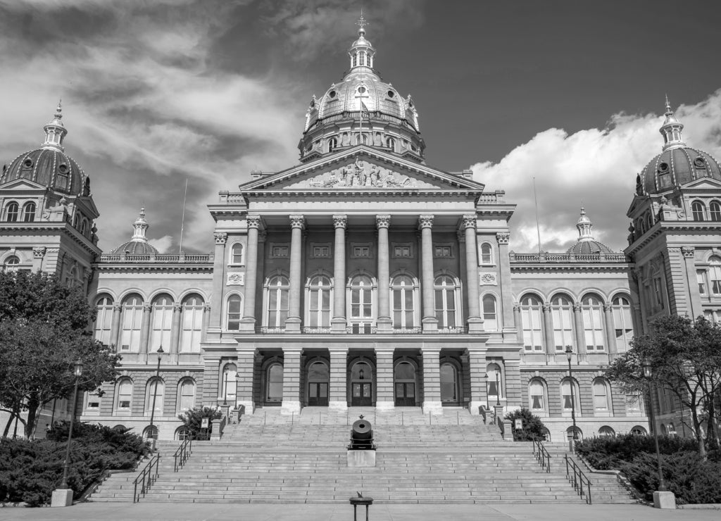 Iowa State Capitol in black white