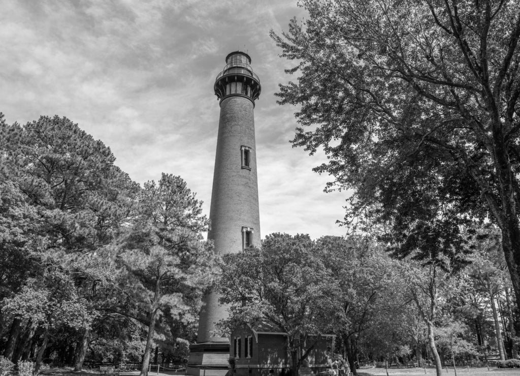 Currituck Island Lighthouse - Outer Banks of North Carolina in black white