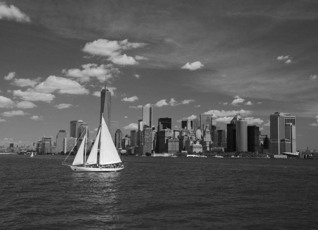 Manhattan, New York City in black white