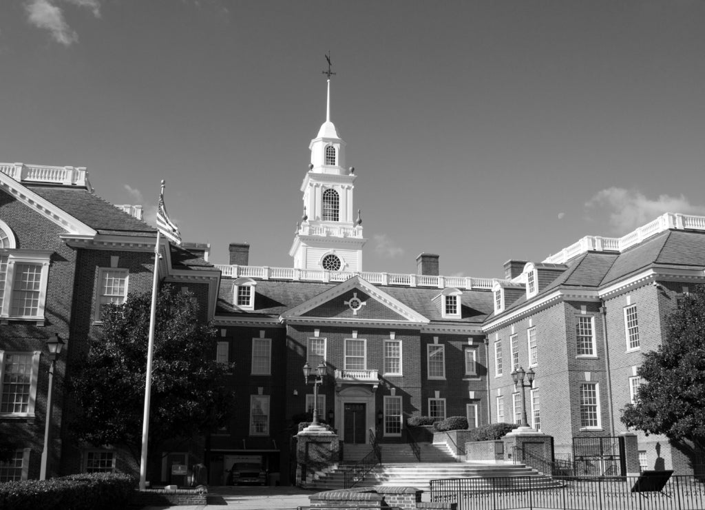 Delaware Capital Building in black white