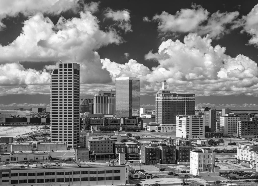 Atlantic City, New Jersey Cityscape in black white