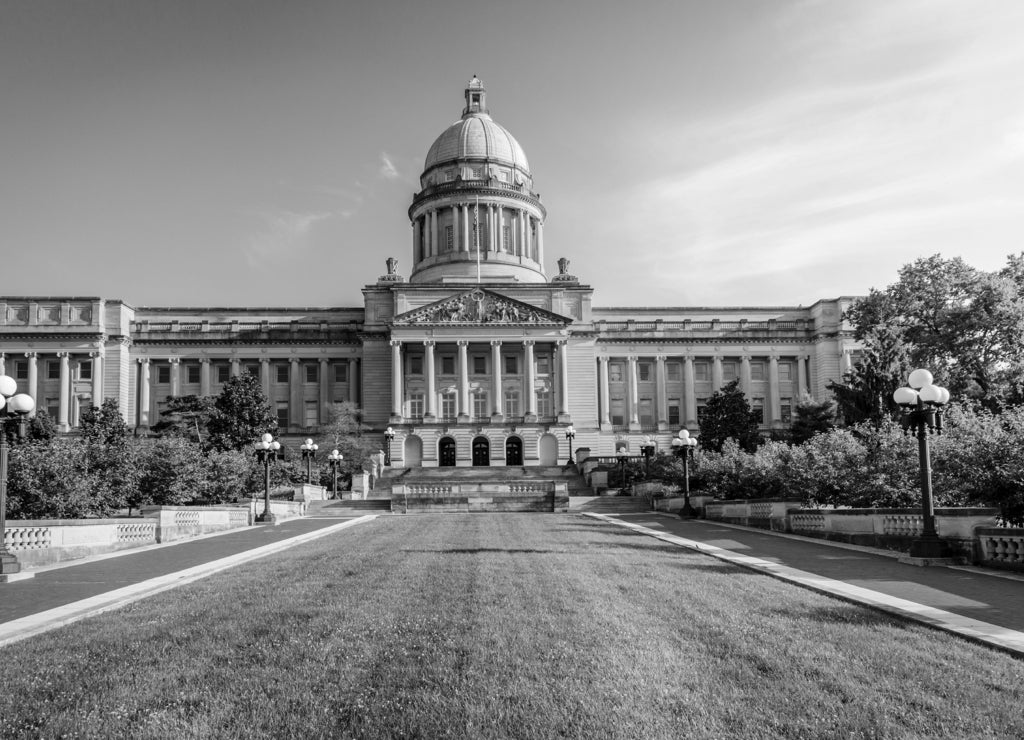 Kentucky Capitol in black white