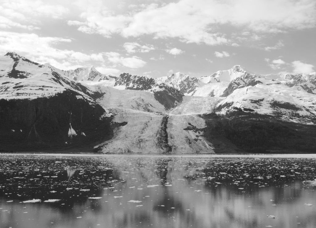 Yakutat bay, Alaska in black white