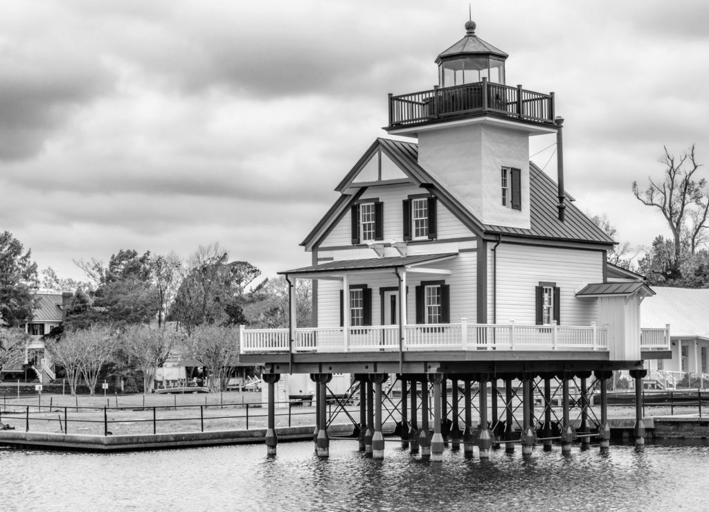 Edenton Light House, North Carolina in black white