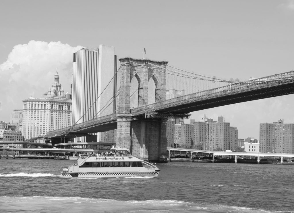 Brooklyn Bridge in New York City in black white