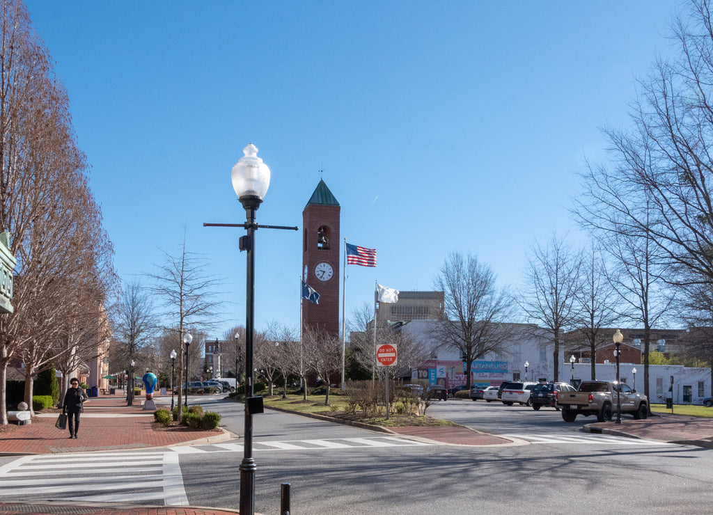 Spartanburg, South Carolina, USA - View of the city center of Spartanburg
