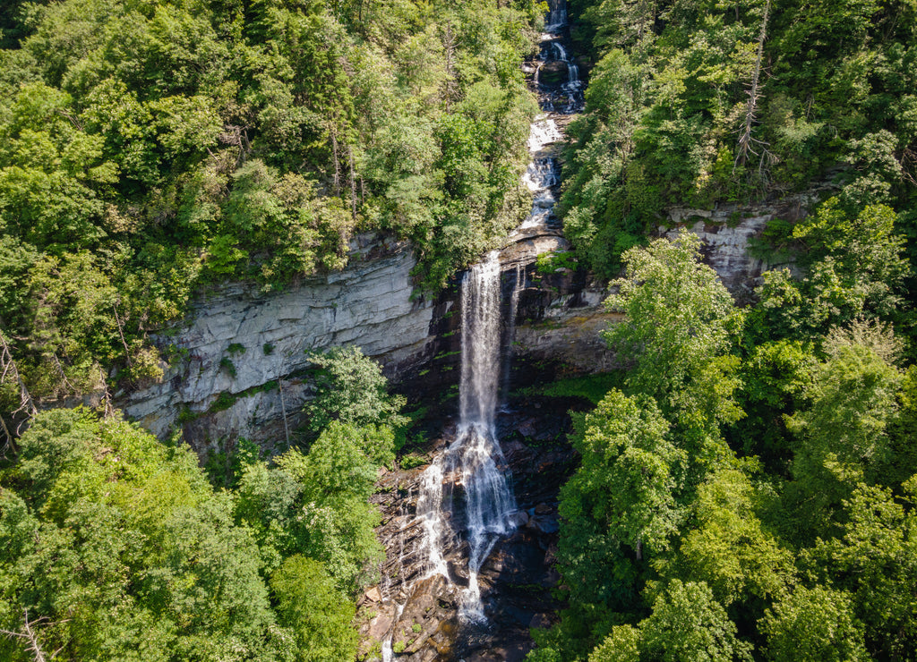 Beautiful Raven Cliff Falls in Blue Ridge Mountains of South Carolina