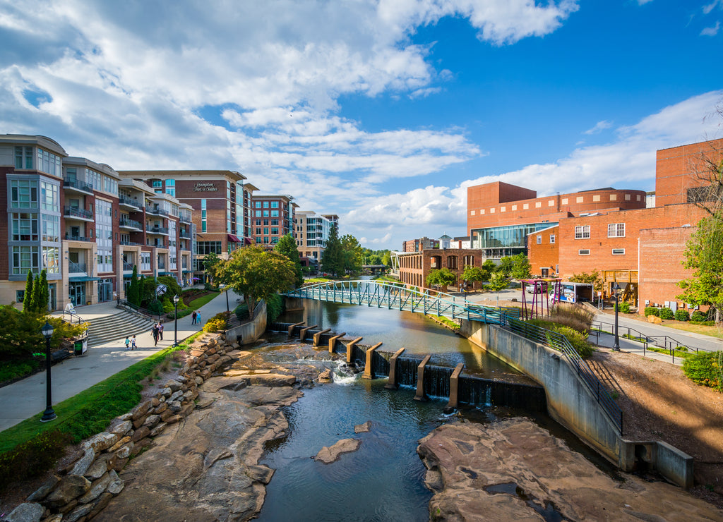 View of the Reedy River, in downtown Greenville, South Carolina