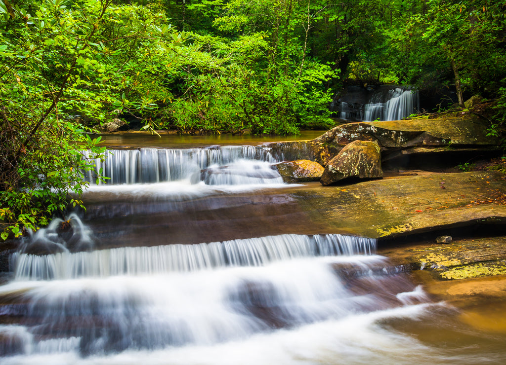 Waterfall and cascades on Carrick Creek, at Table Rock State Park, South Carolina