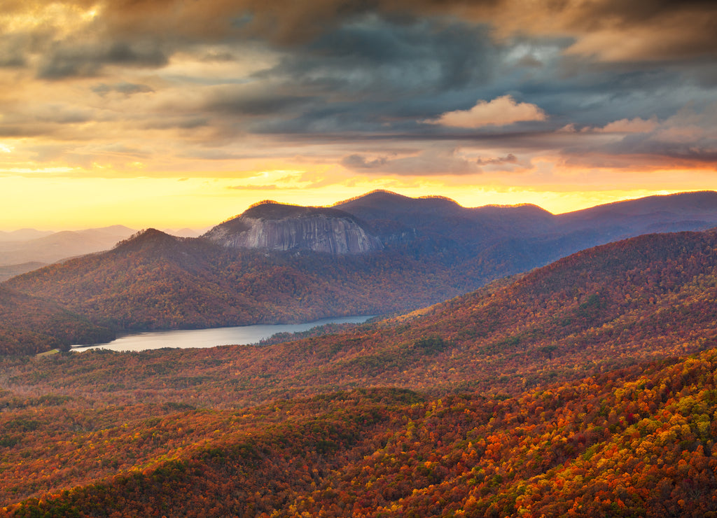 Table Rock State Park, South Carolina, USA at dusk in autumn