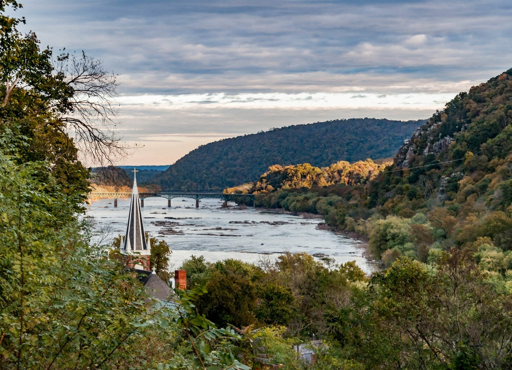 A Cloudy Afternoon View From Jefferson Rock, Appalachian Trail, Harpers Ferry, West Virginia, USA