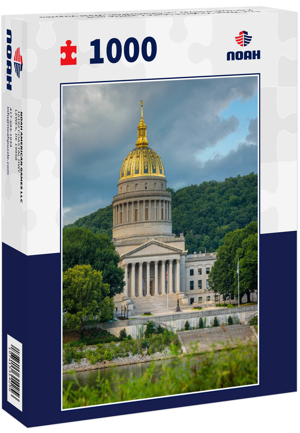 The West Virginia State Capitol and Kanawha River, in Charleston, West Virginia