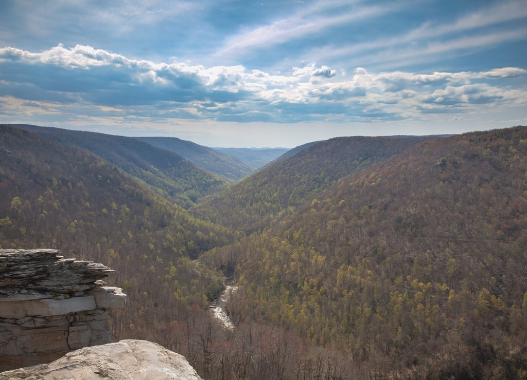 Wide angle shot of Blackwater Canyon in Blackwater Falls State Park in West Virginia