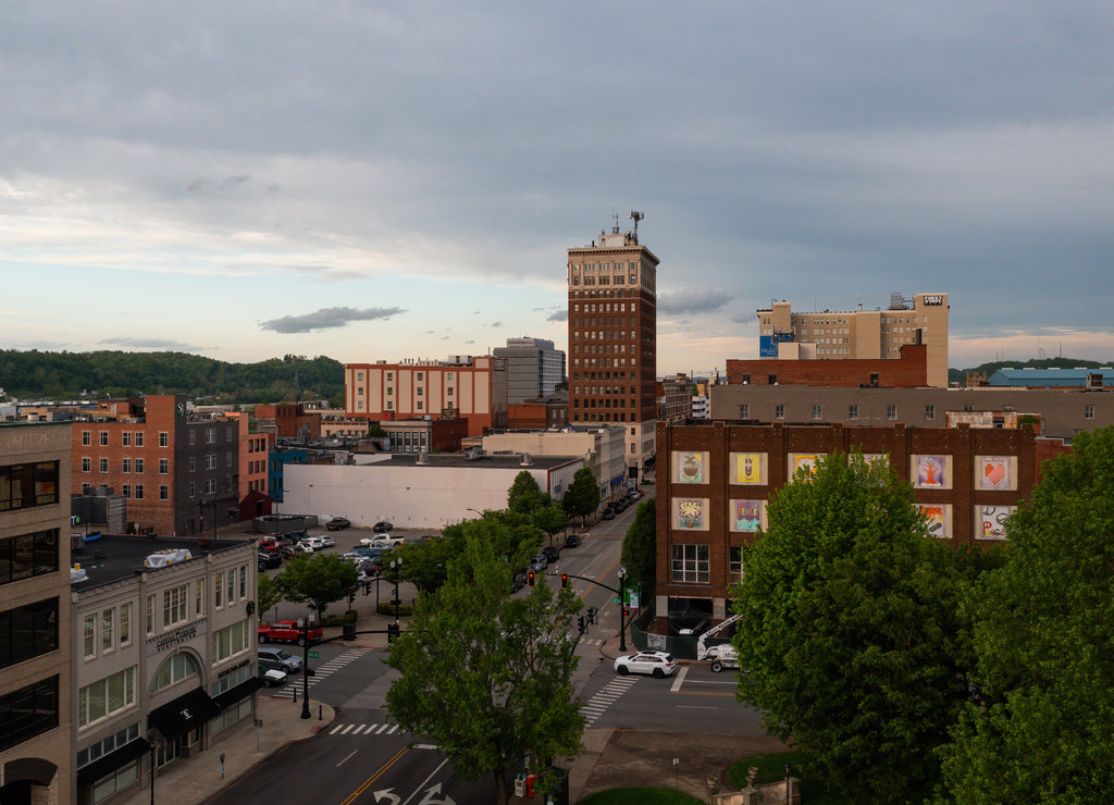 Aerial of Downtown Huntington, West Virginia