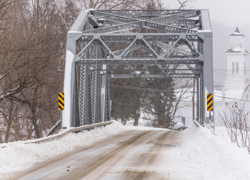 Historic Truss Bridge in Snow - Tioga County, New York