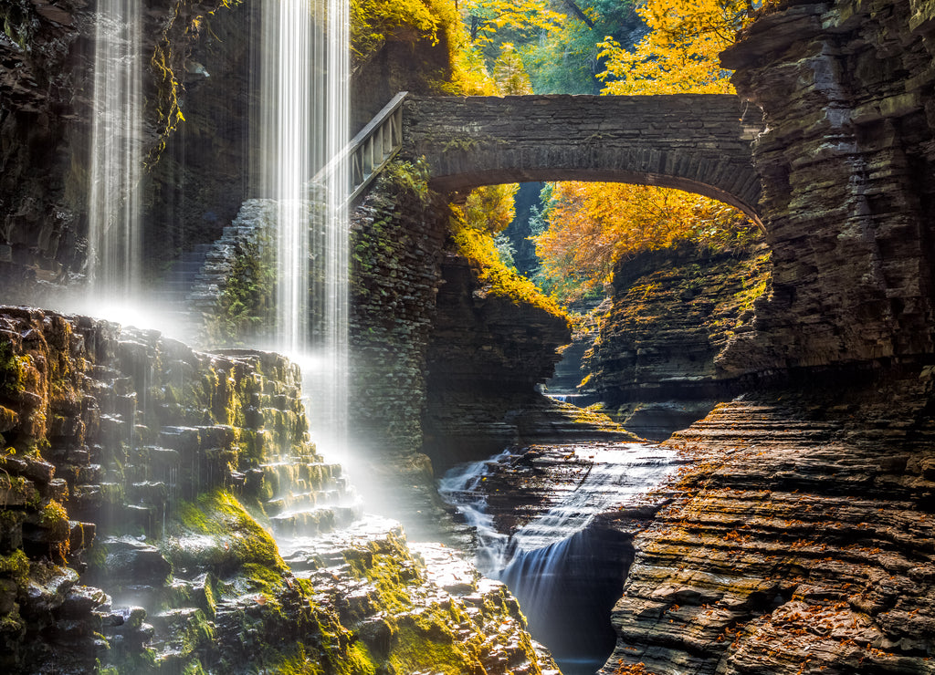 Watkins Glen State Park waterfall canyon, Upstate New York