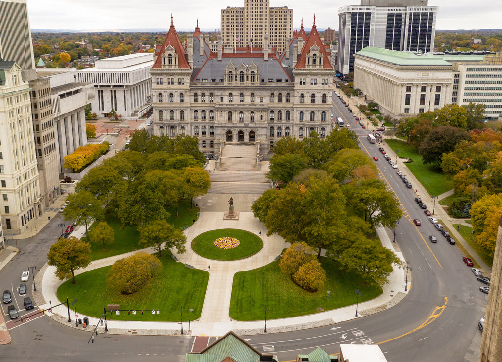 Fall Season New York Statehouse Capitol Building in Albany