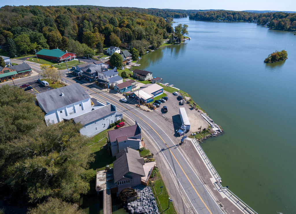 Aerial view of Findley Lake in the Town of Mina, Chautauqua County, New York