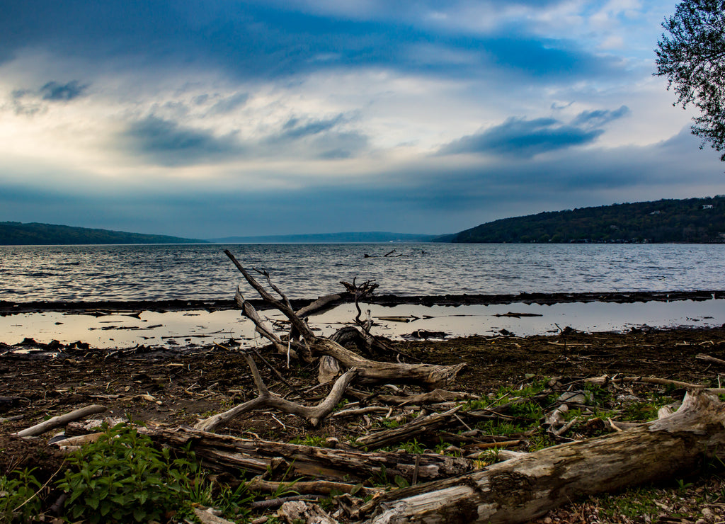 Cayuga Lake on Early Spring Evening Before a Storm, Tompkins County, Ithaca, New York, USA
