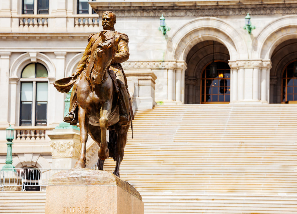 General Philip Sheridan statue near New York State Capitol building