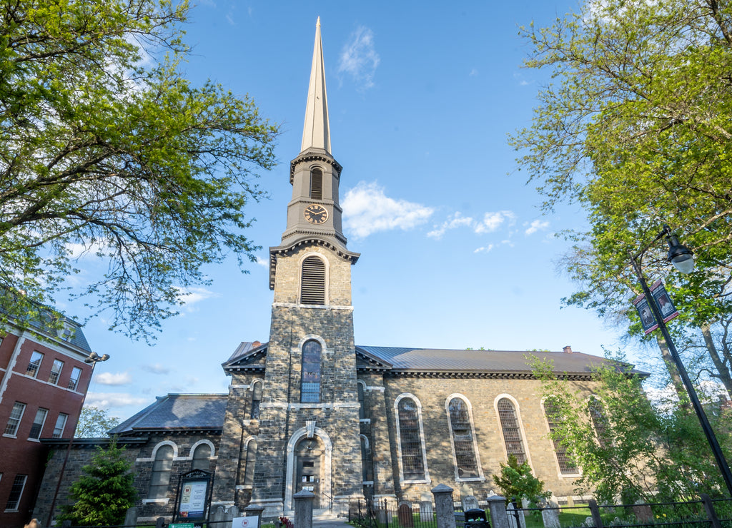 Kingston, New York: The Old Dutch Church, a 19th-century bluestone church and cemetery located on Wall Street in the Kingston Stockade District