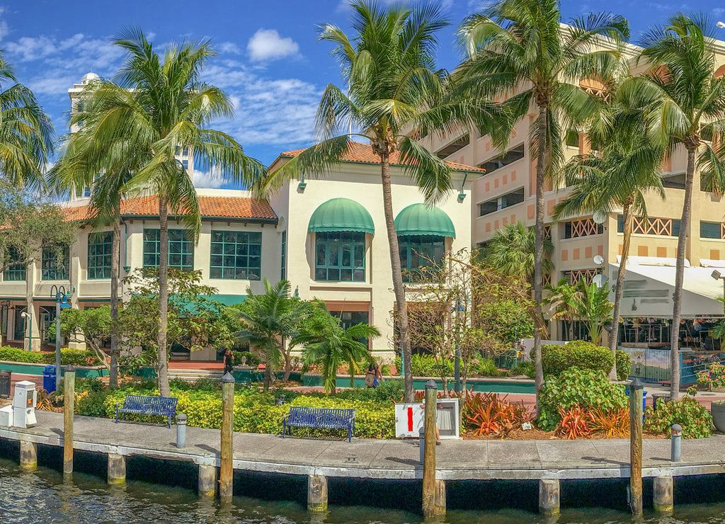 Beautiful river walk promenade, Fort Lauderdale, Florida