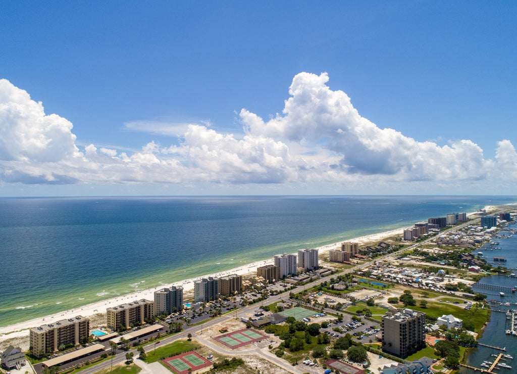 Aerial view of Perdido Key Beach in Pensacola, Florida